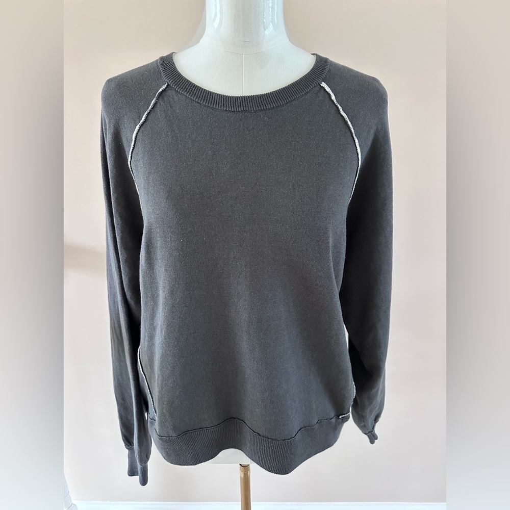 NWT Aerie Charcoal Gray Ribbed Crewneck women’s Sweatshirt size S